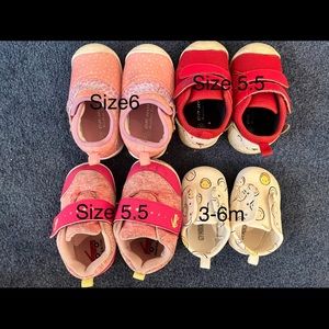 4 pair used baby girl shoes
